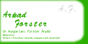 arpad forster business card